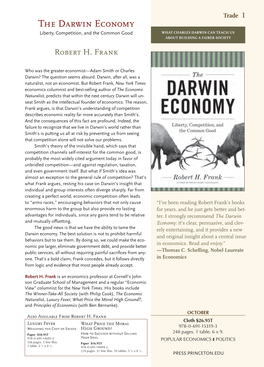 The Darwin Economy Liberty, Competition, and the Common Good WHAT CHARLES DARWIN CAN TEACH US ABOUT BUILDING a FAIRER SOCIETY