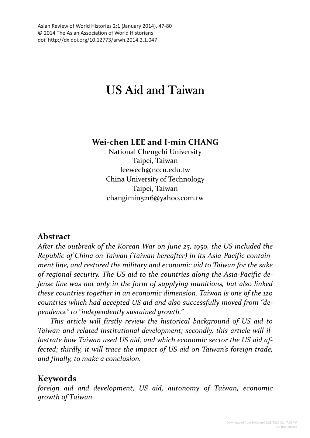 Downloaded from Brill.Com09/26/2021 02:47:03PM Via Free Access 48 | ASIAN REVIEW of WORLD HISTORIES 2:1 (JANUARY 2014)