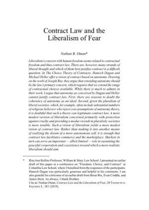 Contract Law and the Liberalism of Fear