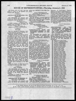 HOUSE of REPRESENTATIVES-Thursday, January 6, 1983 the House Met at 2 P.M