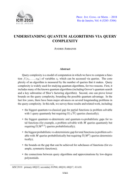 Understanding Quantum Algorithms Via Query Complexity