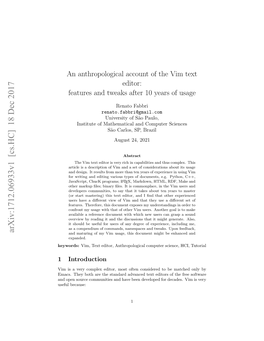 An Anthropological Account of the Vim Text Editor: Features and Tweaks After 10 Years of Usage