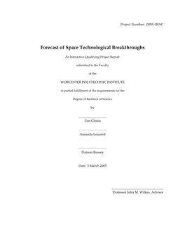 Forecast of Space Technological Breakthroughs