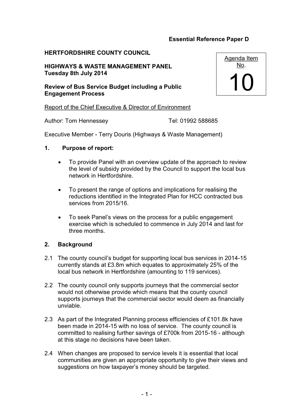 HCC Bus Service Consultation ERP D