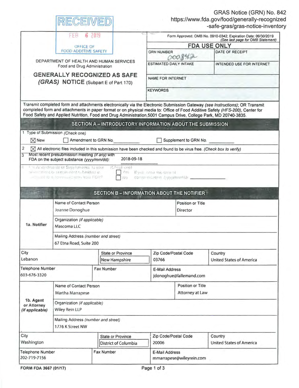 GRAS Notice 842, Maltogenic Alpha-Amylase