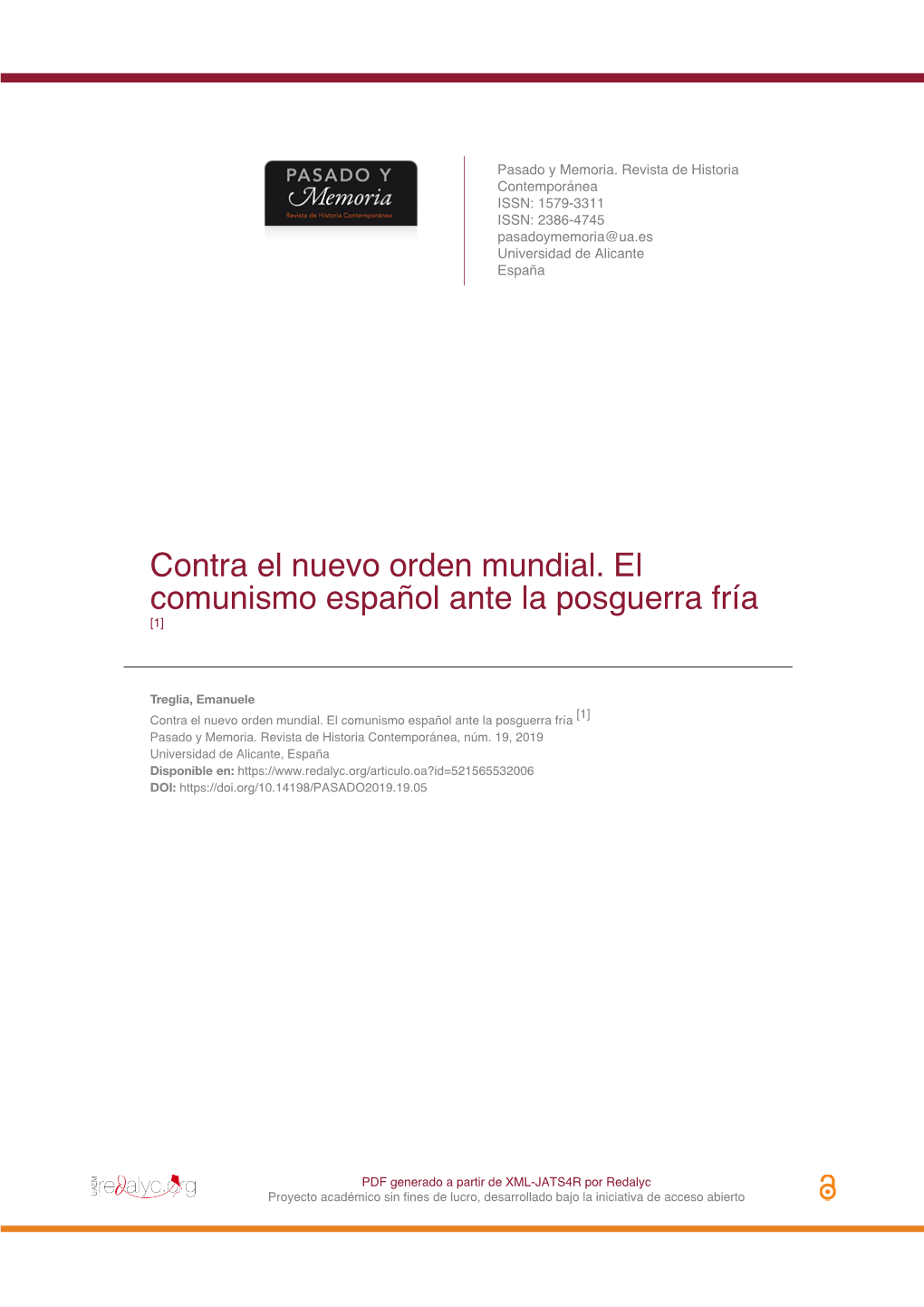 Contra El Nuevo Orden Mundial. El Comunismo Español Ante La Posguerra Fría [1]