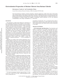 Electrochemical Preparation of Barium Chlorate from Barium Chloride