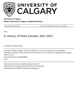 A Century of Parks Canada, 1911-2011