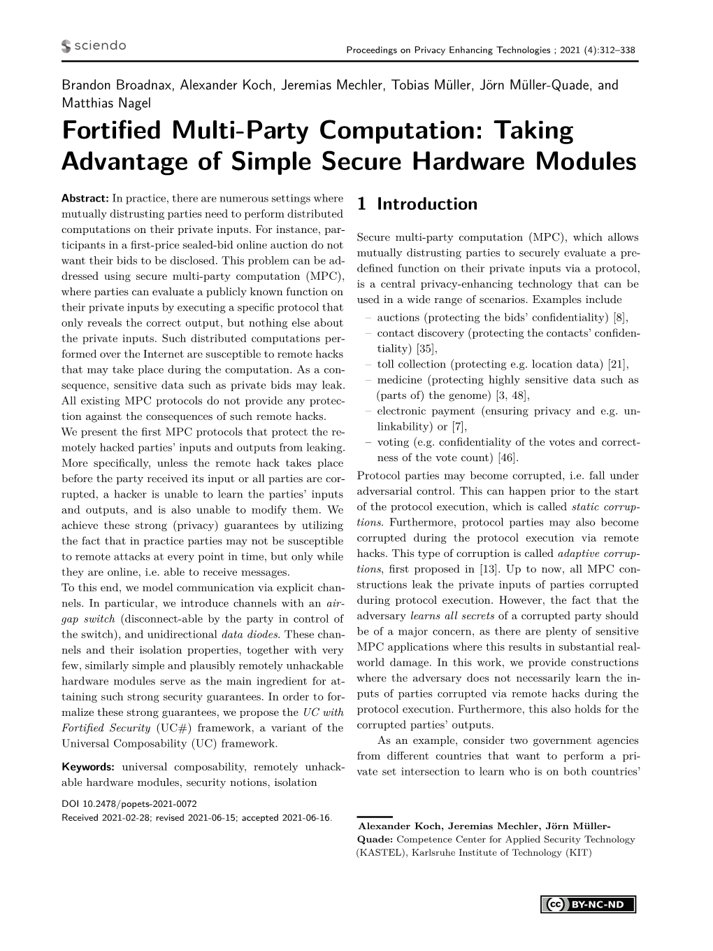 Fortified Multi-Party Computation: Taking Advantage of Simple Secure