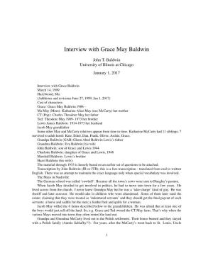 Interview with Grace May Baldwin