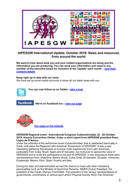 1 IAPESGW International Update, October 2018