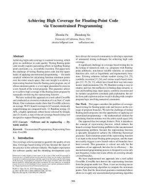 Achieving High Coverage for Floating-Point Code Via Unconstrained Programming