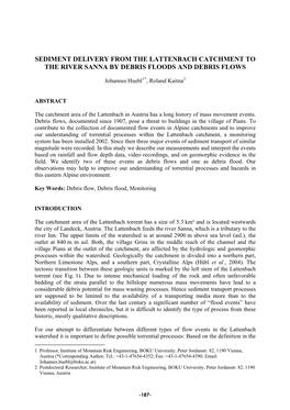Sediment Delivery from the Lattenbach Catchment to the River Sanna by Debris Floods and Debris Flows
