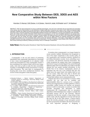 New Comparative Study Between DES, 3DES and AES Within Nine Factors