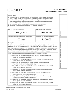 IPTS-C Annex A2: Consolidated Bid Detail Form