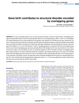 Gene Birth Contributes to Structural Disorder Encoded by Overlapping Genes