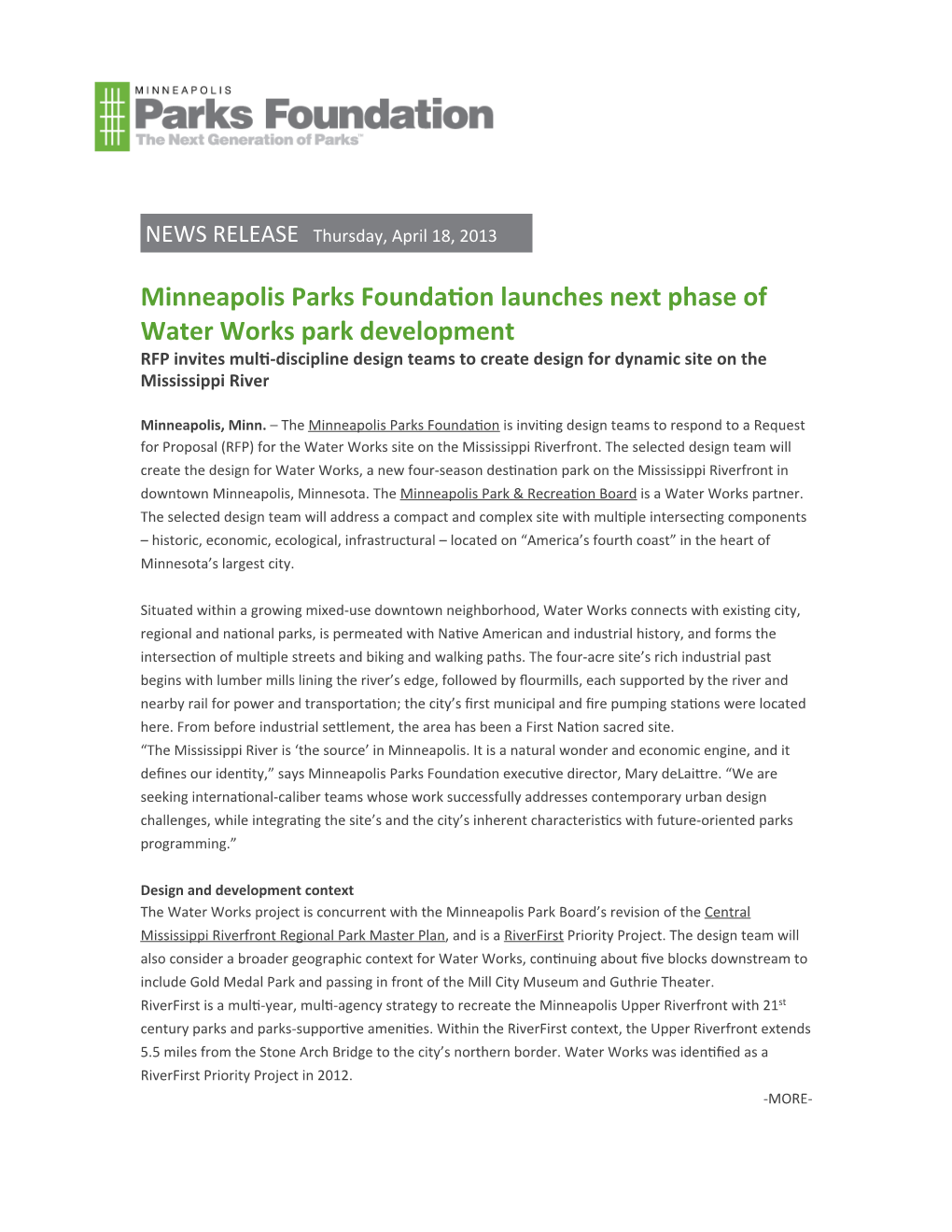 2013-04 Water Works RFP Release