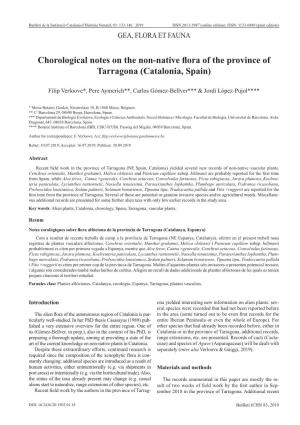 Chorological Notes on the Non-Native Flora of the Province of Tarragona (Catalonia, Spain)