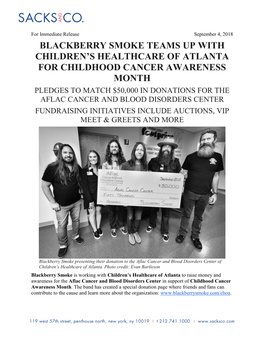 Blackberry Smoke Teams up with Children's Healthcare of Atlanta for Childhood Cancer Awareness Month