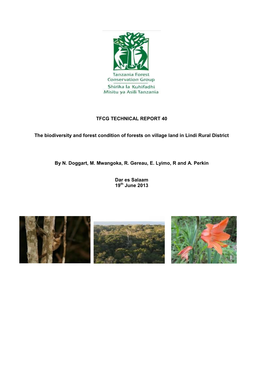 The Biodiversity and Forest Condition of Forests on Village Land in Lindi Rural District