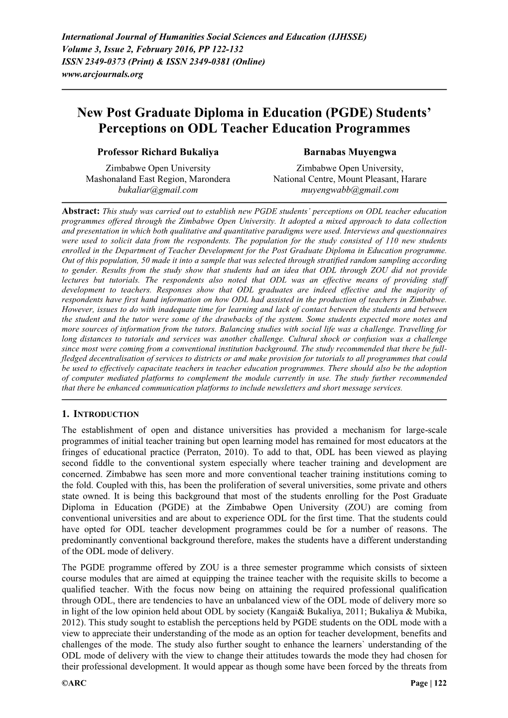 New Post Graduate Diploma in Education (PGDE) Students' Perceptions on ODL Teacher Education Programmes