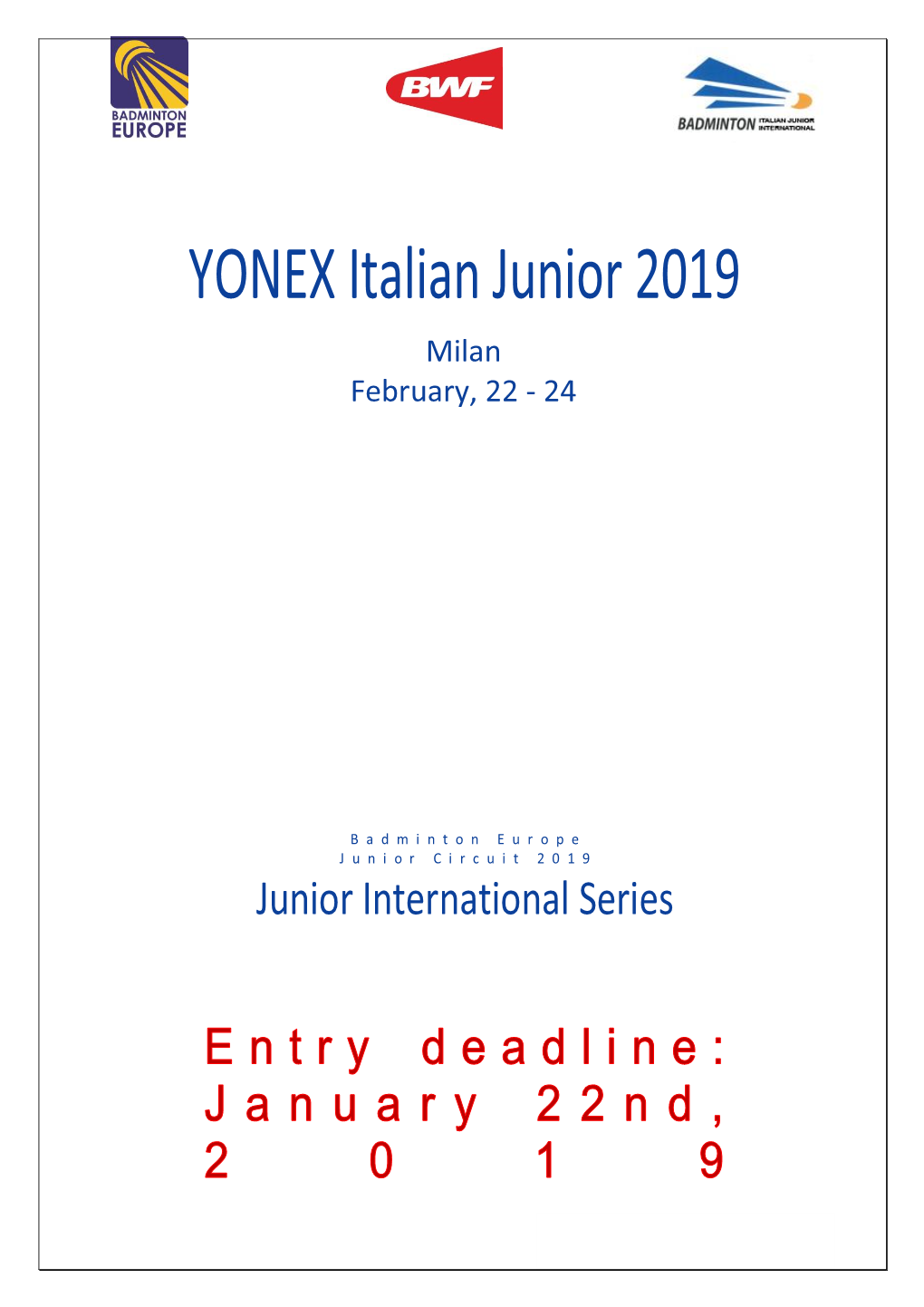 Official Invitation YONEX Italia