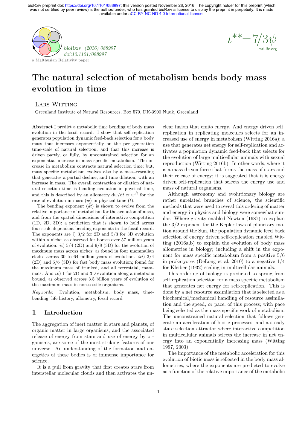 The Natural Selection of Metabolism Bends Body Mass Evolution in Time