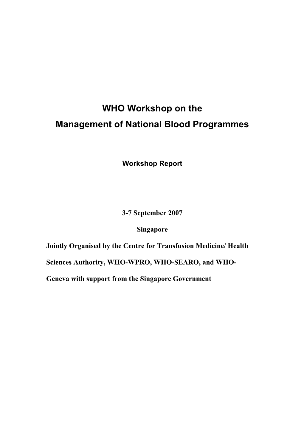 Management of National Blood Programmes s1