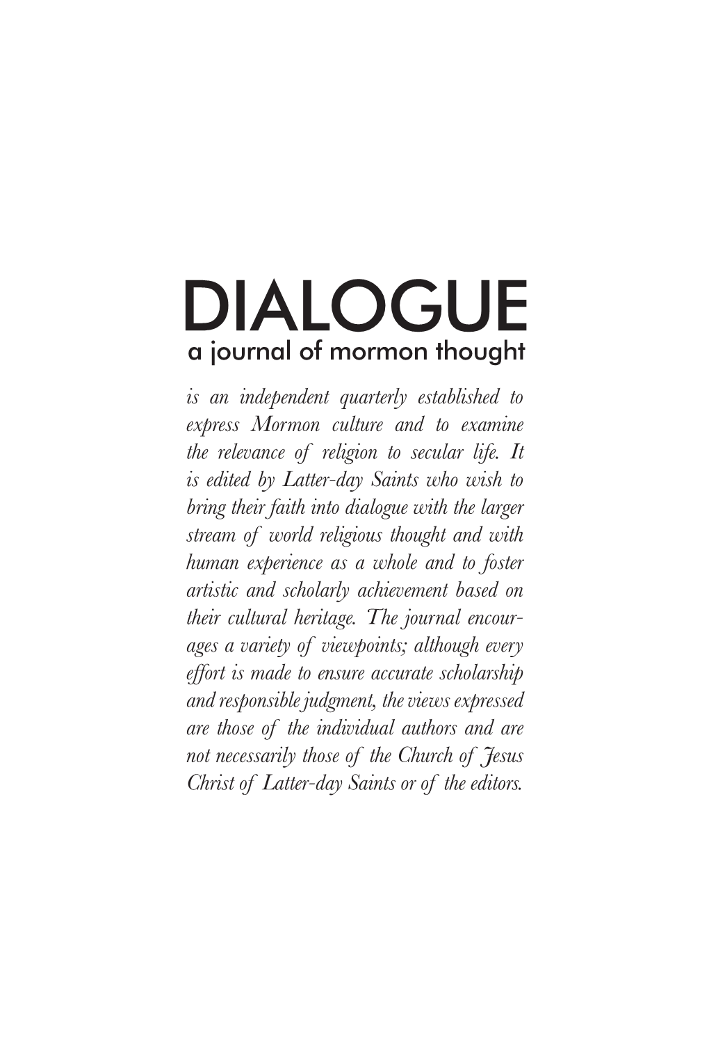 Dialogue: a Journal of Mormon Thought, 48, No