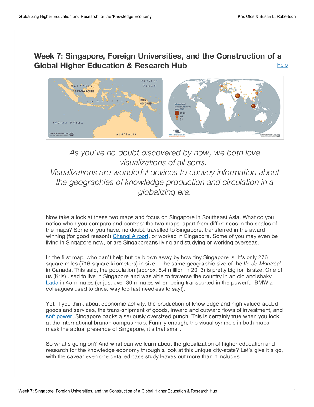 Singapore, Foreign Universities, and the Construction of a Global Higher Education & Research Hub Help