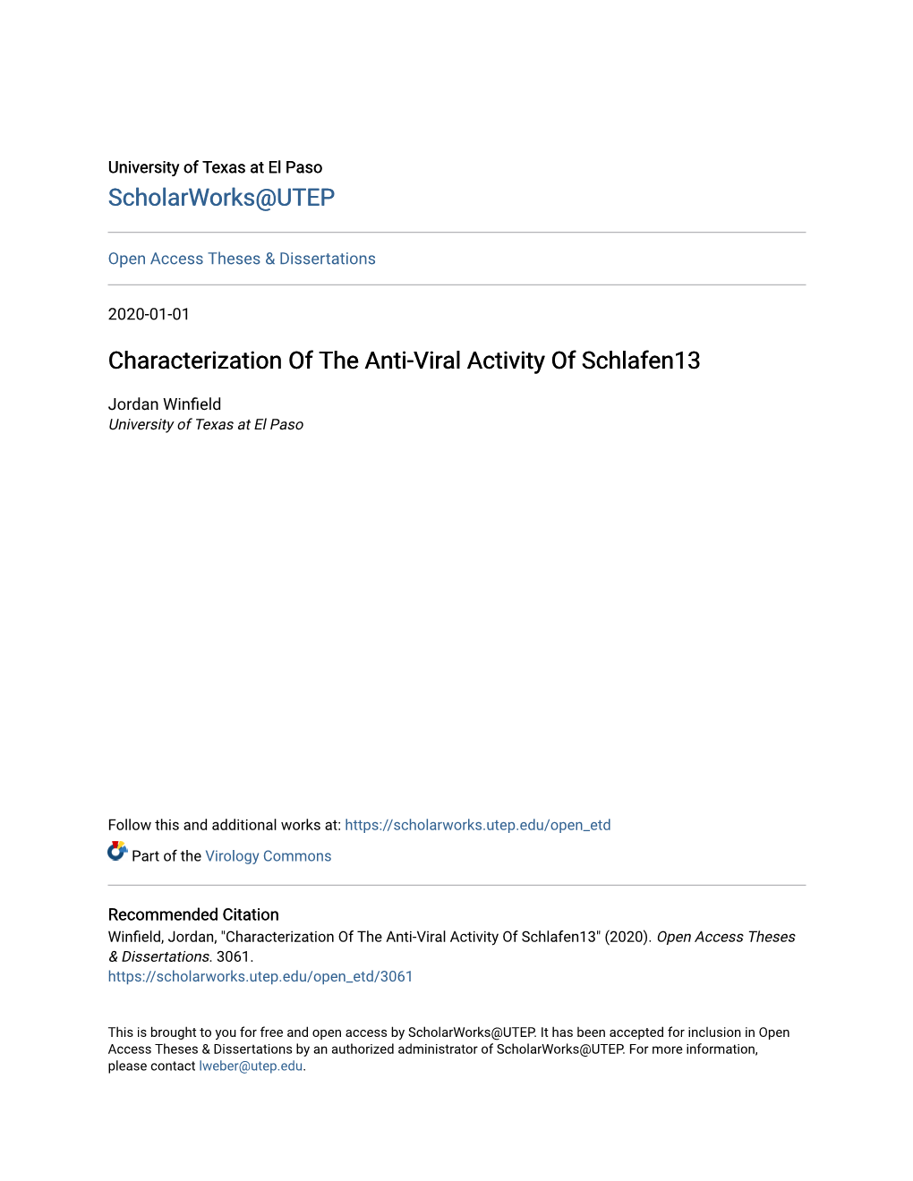 Characterization of the Anti-Viral Activity of Schlafen13