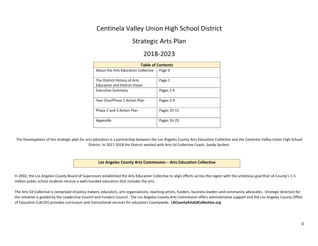 Centinela Valley Union High School District Strategic Arts Plan 2018-2023