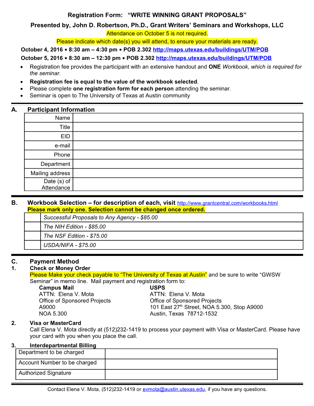 Registration Form: WRITE WINNING GRANT PROPOSALS