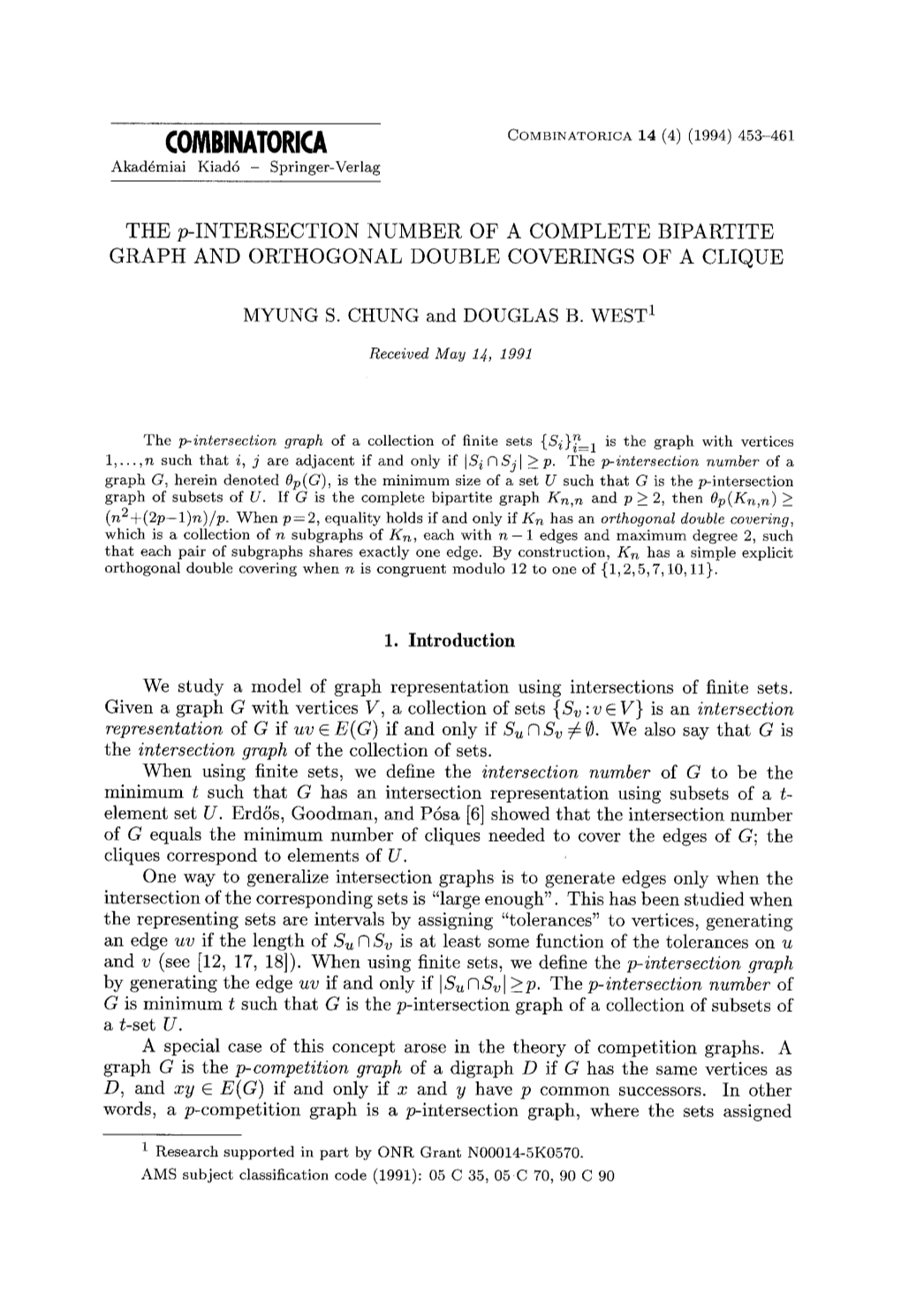 Intersection Number of a Complete Bipartite Graph and Orthogonal Double Coverings of a Clique