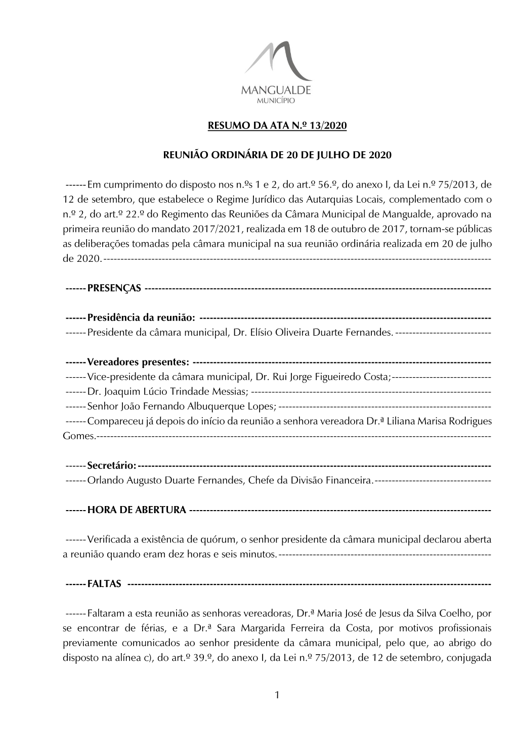 Resumo Da Acta Nº 18/2010