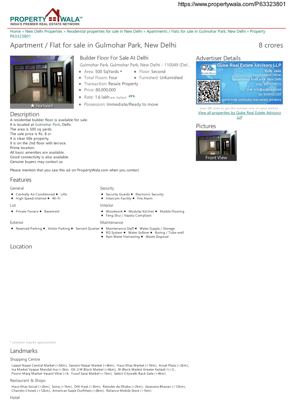 Apartment / Flat for Sale in Gulmohar Park, New Delhi (P63323801