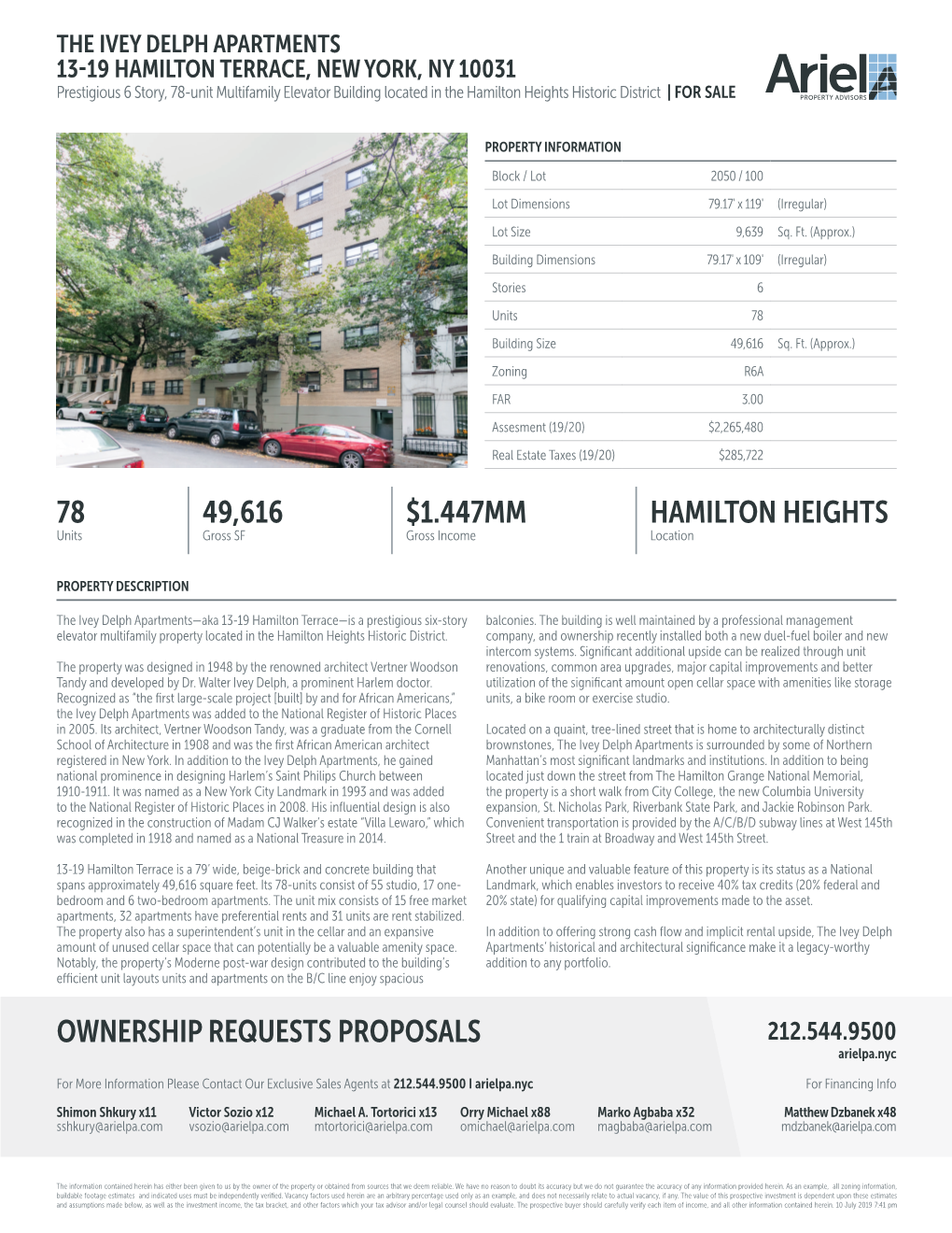 Ownership Requests Proposals 78 49,616 $1.447Mm