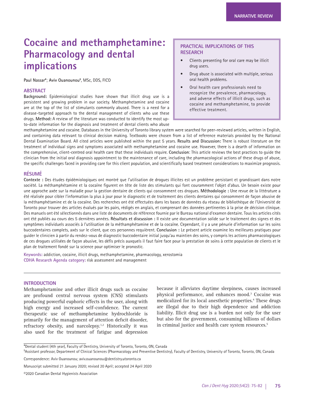 Cocaine and Methamphetamine: Pharmacology and Dental Implications