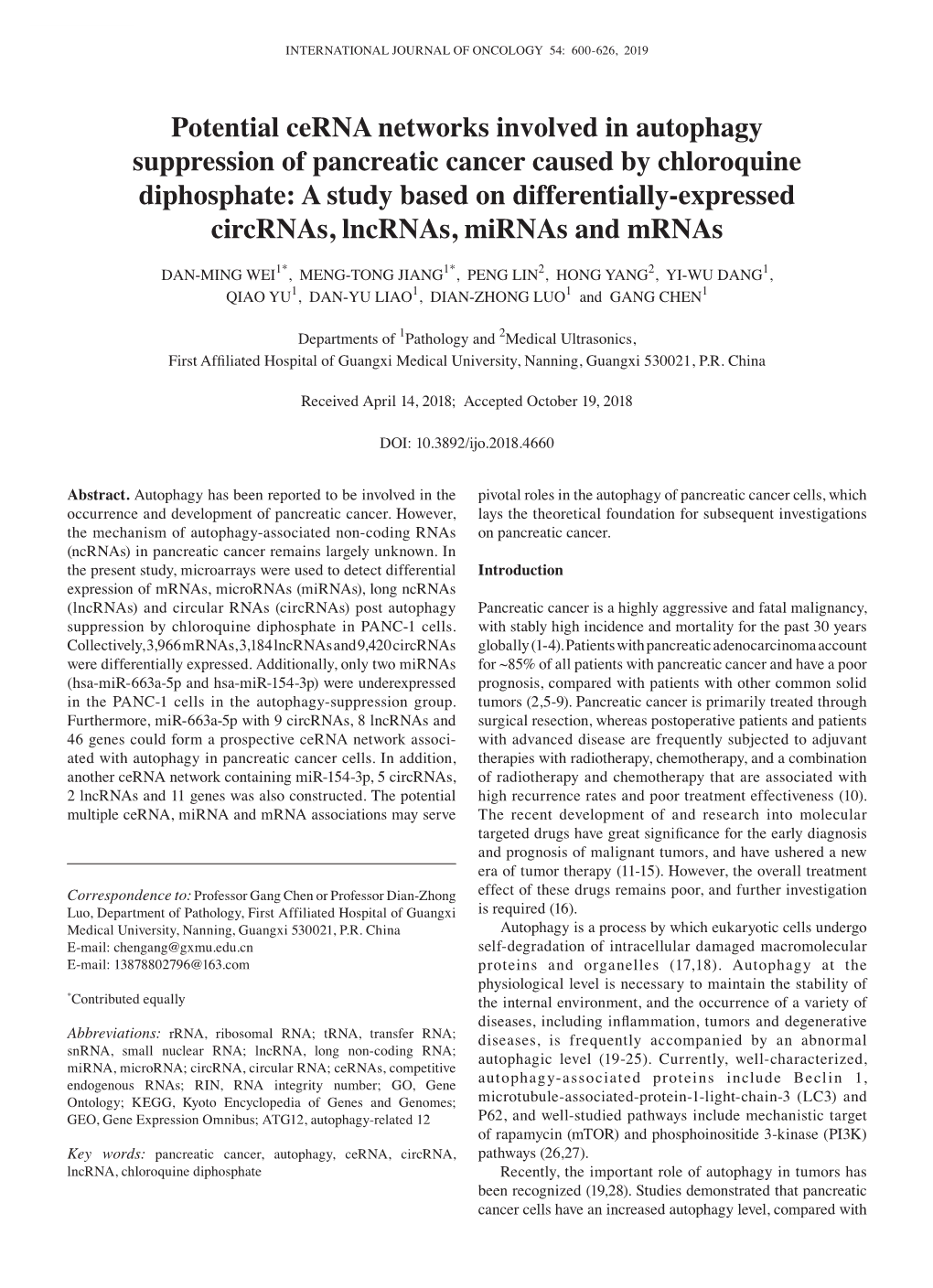 Potential Cerna Networks Involved in Autophagy Suppression Of