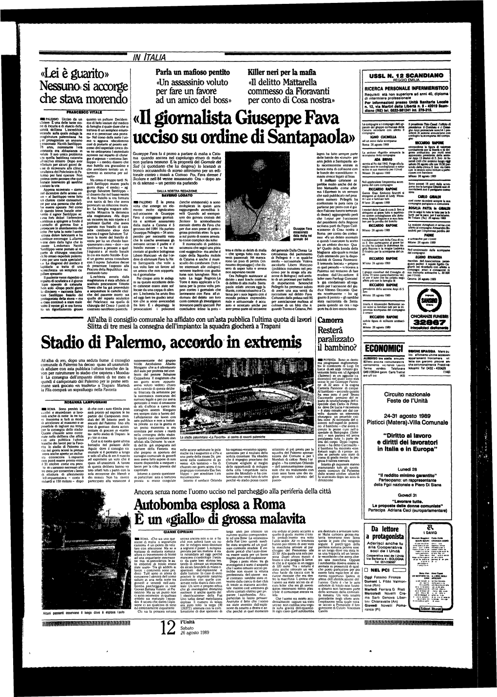 Il Giornalista Giuseppe Fava Ucciso Su Ordine Di