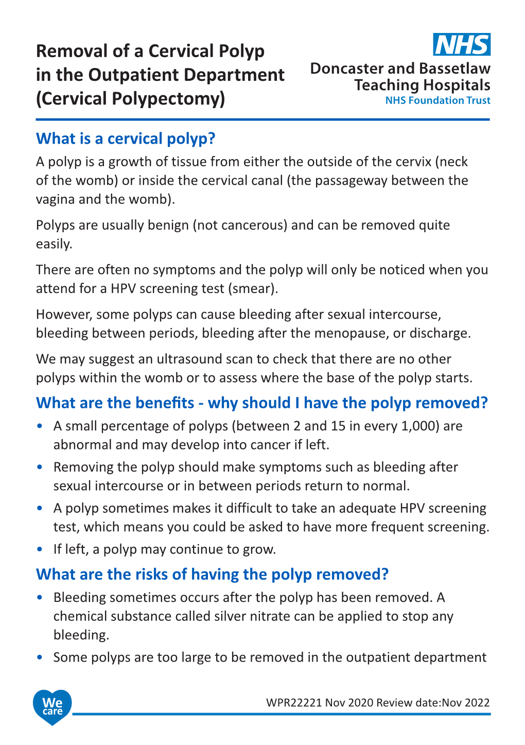 Removal of a Cervical Polyp in the Outpatient Department (Cervical