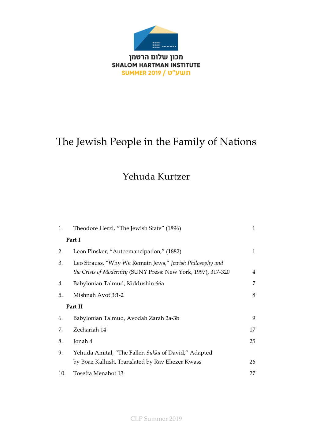 The Jewish People in the Family of Nations