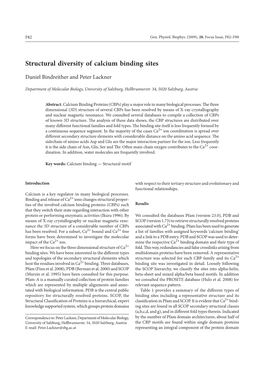 Structural Diversity of Calcium Binding Sites