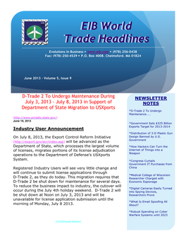 EIB World Trade Headlines
