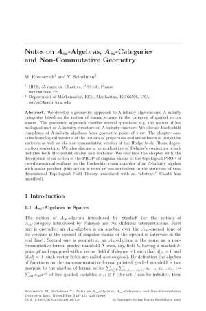 Categories and Non-Commutative Geometry