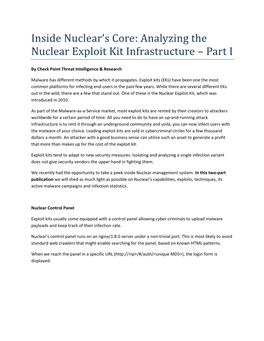 Analyzing the Nuclear Exploit Kit Infrastructure – Part I