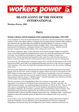 DEATH AGONY of the FOURTH INTERNATIONAL Workers Power, 1983