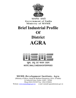 Brief Industrial Profile of District AGRA
