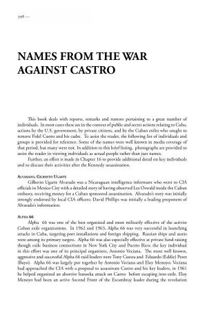 Names from the War Against Castro