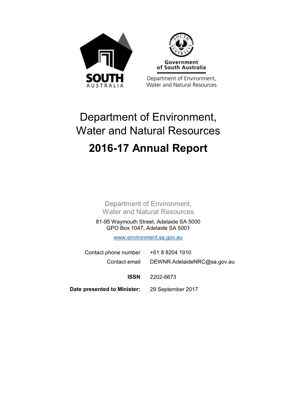 DEWNR Annual Report 2016-17